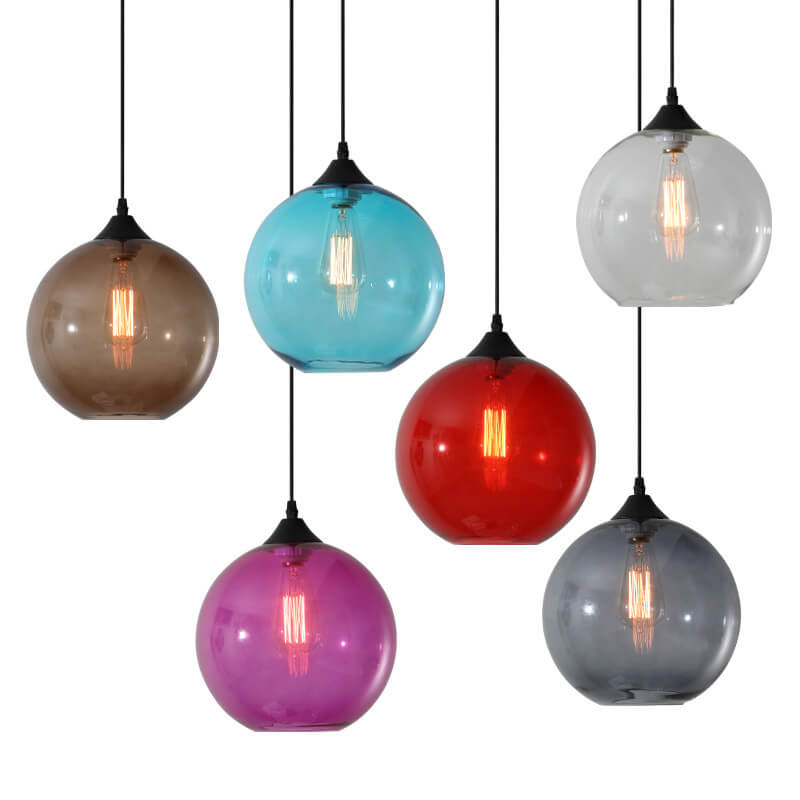 Moderne Glazen Hanglamp in Meerdere Kleuren met Bolvormig Design