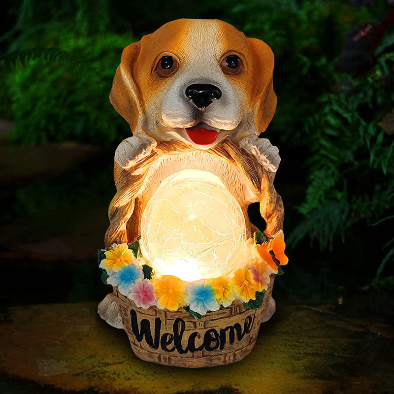 Solar Outdoor Puppy LED Buitenlamp – Chroom – (1 LED)