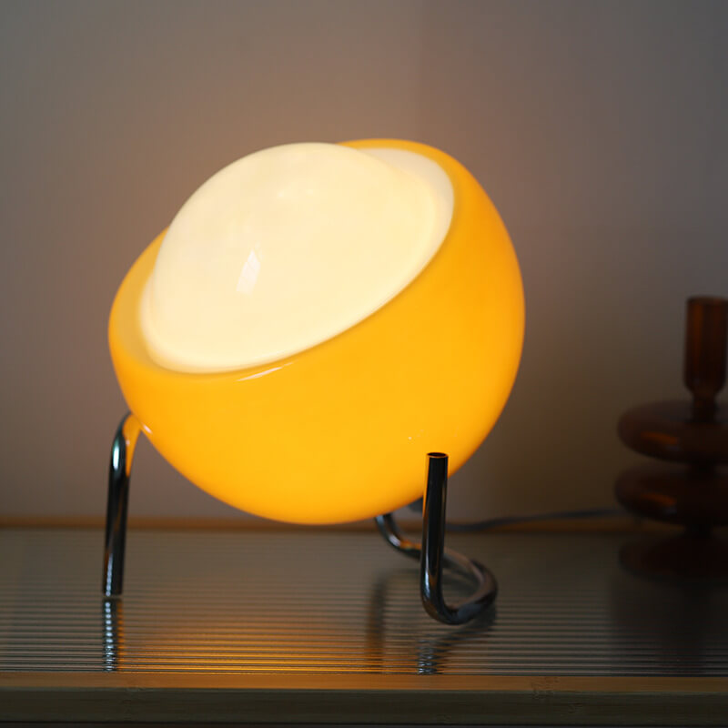 Moderne Oranje Tafellamp van Glas en IJzer – E26 Plug-in