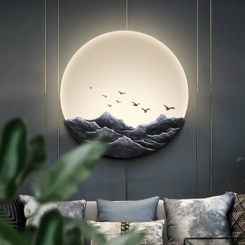 Aziatische Wandlamp met Minimalistisch Design – Iron, Acryl & Resin – LED