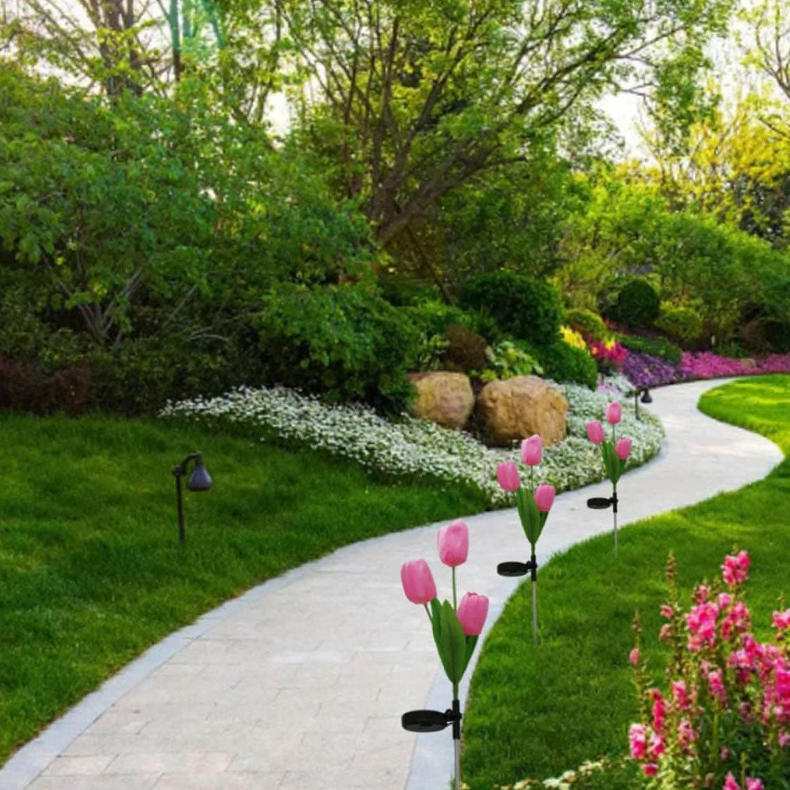 Solar LED Tuinlamp met Tulp Design – Roze/Paars/Blauw/Geel – 1.2 V (1 LED)