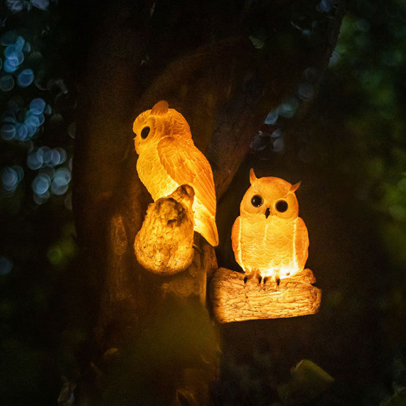 Decoratieve Solar Dierentuinlamp – Uil / Kameleon / Toekan / Wasbeer – (1 LED)