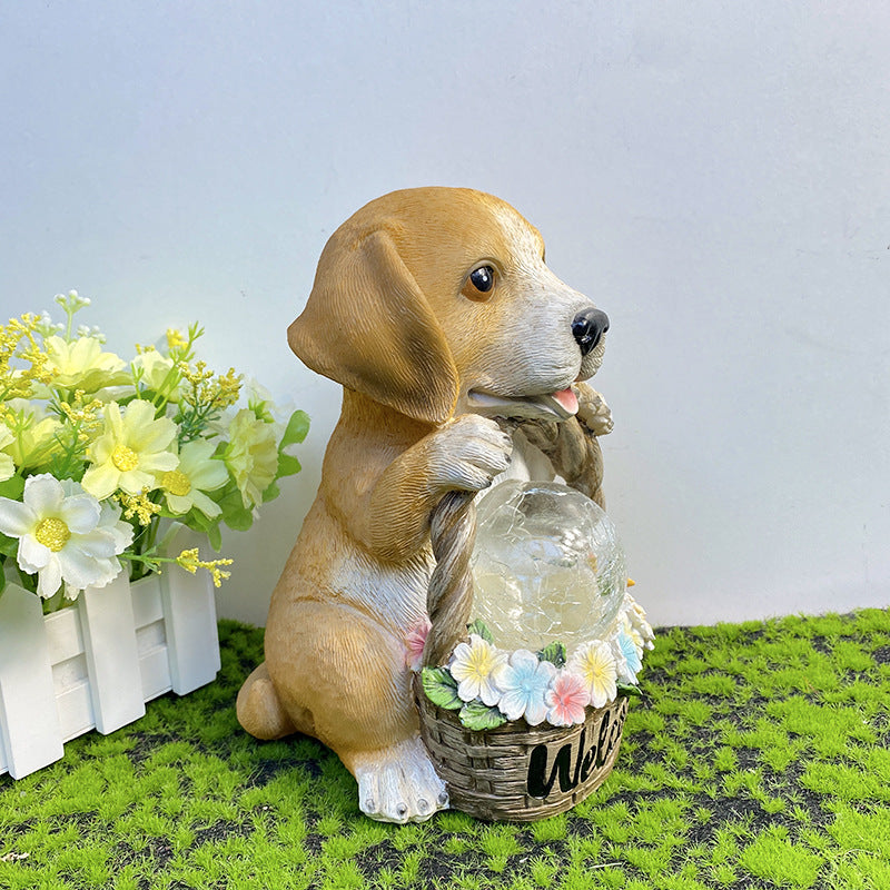 Solar Outdoor Puppy LED Buitenlamp – Chroom – (1 LED)