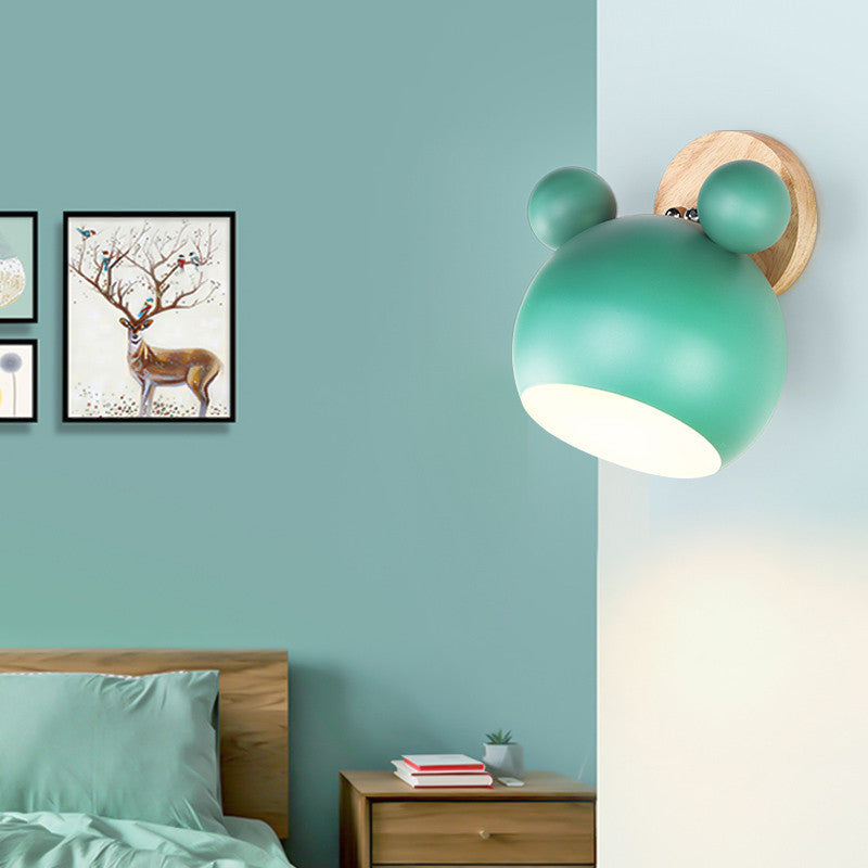 Scandinavische Cartoon Bear Dome Wandlamp – Kinderkamer Verlichting
