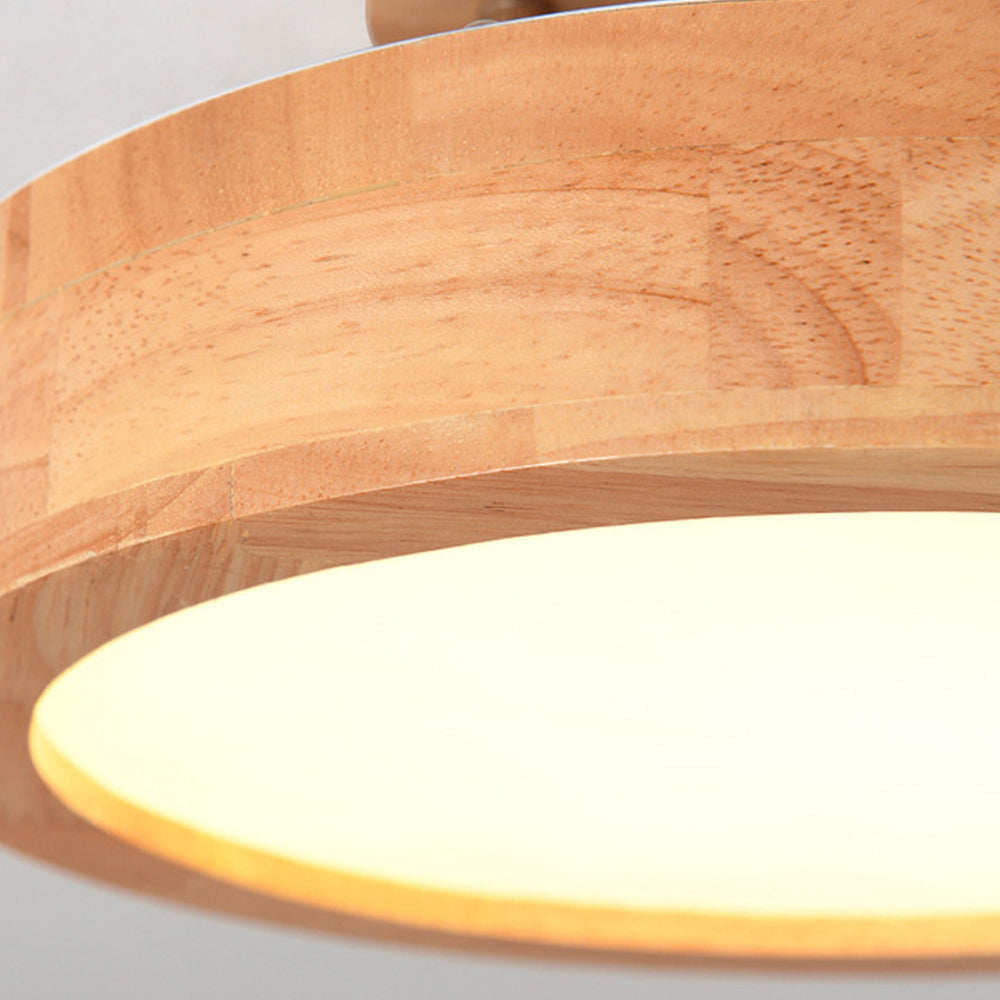 Moderne Ronde LED Plafondlamp van Hout en IJzer