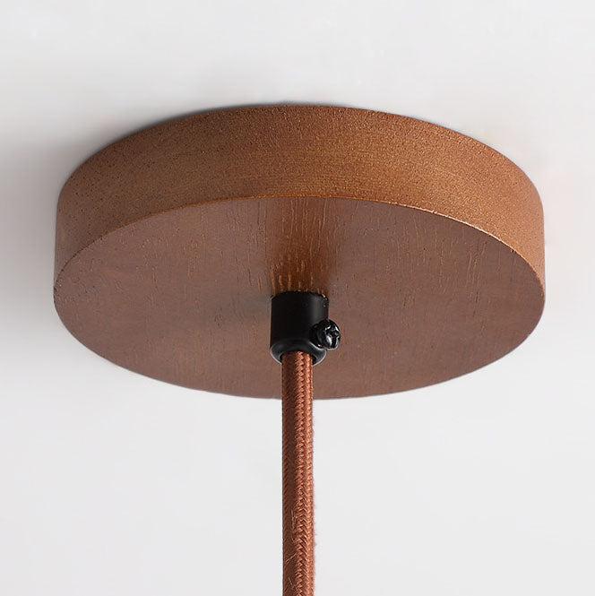 Japanse Hanglamp – Geel Travertin met Houten Accent en Geïntegreerde LED