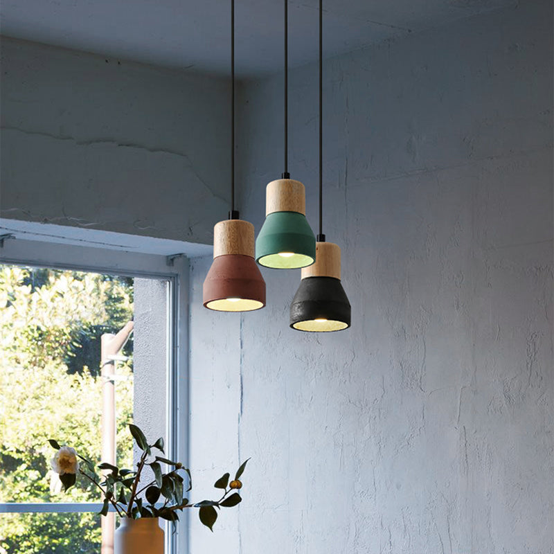 Moderne Hanglamp van Cement & Hout met Industrieel Design