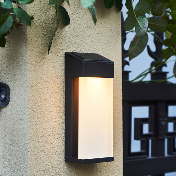 Solar Vierkante Matglazen LED Buitenlamp | Waterdichte Solar Wandlamp
