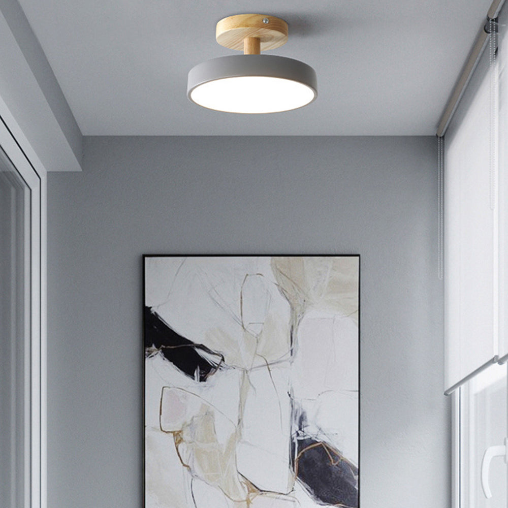 Scandinavische Plafondlamp met Houten Basis & Zacht Pastel Design