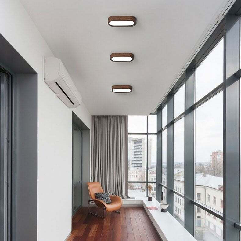 Moderne Houten Plafondlamp – Hout/Walnoot Houtnerf – LED 8W