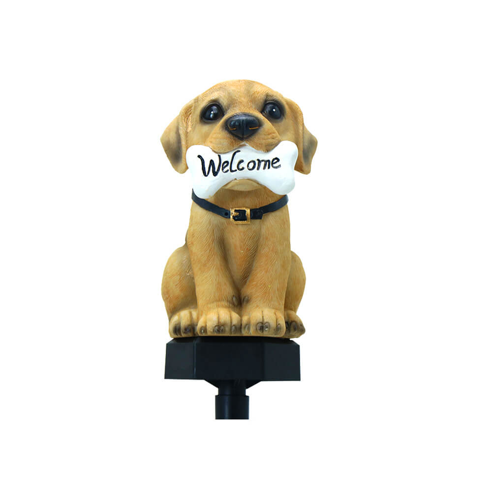 Schattige Puppy Tuinlamp met – Geel – (1 Lichtbron)