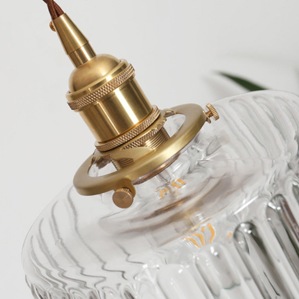Vintage Cilindervormige Glazen Hanglamp met Traditioneel Design