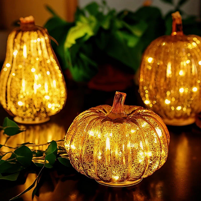 Handgeblazen Glazen Herfsverlichting– Met Timer en Warm Wit Licht