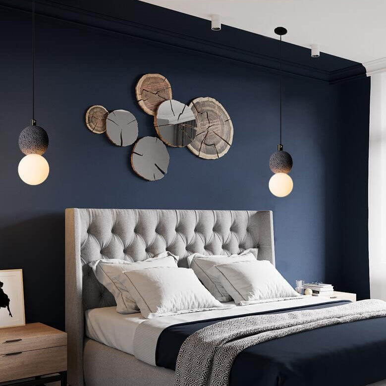 Stenen Japandi Hanglamp – Zwart/Roze/Grijs – E14 Fitting