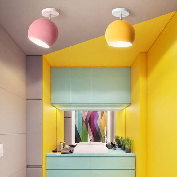 Moderne Scandinavische Minimalistische Plafondlamp van IJzer & Hout in Meerdere Kleuren