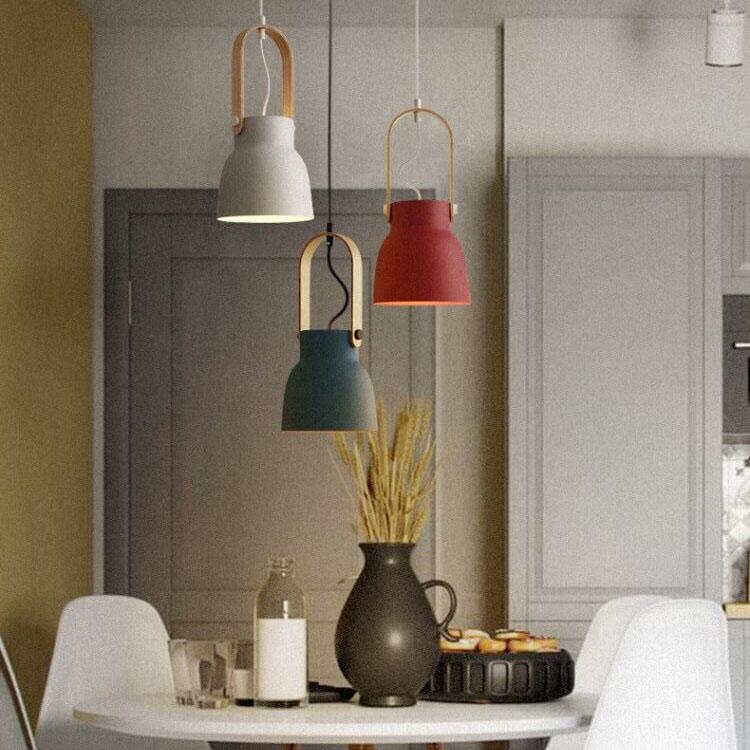Kleurrijke Moderne Hanglamp met Metaal & Hout