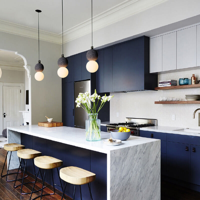 Stenen Japandi Hanglamp – Zwart/Roze/Grijs – E14 Fitting