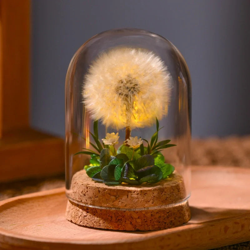 Floro – Nachtlamp met Gedroogde Bloemen onder Glas