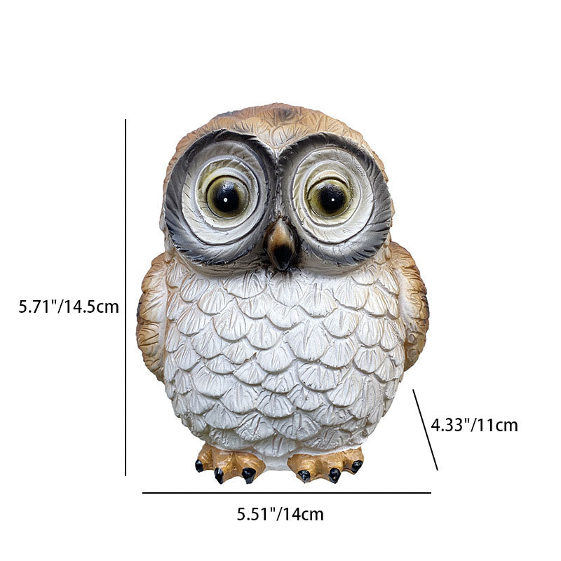 Decoratieve Uilen Solar Tuinlamp – Bruin/Wit – (1 LED)