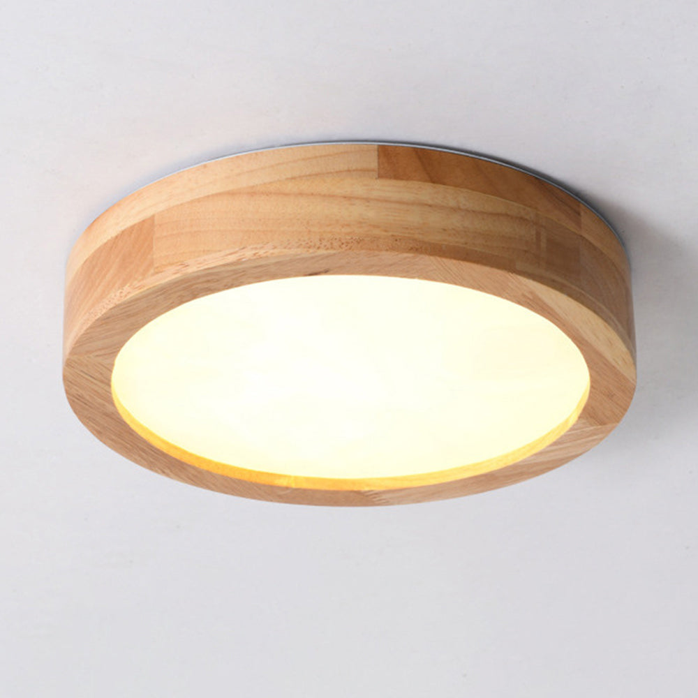 Moderne Ronde LED Plafondlamp van Hout en IJzer