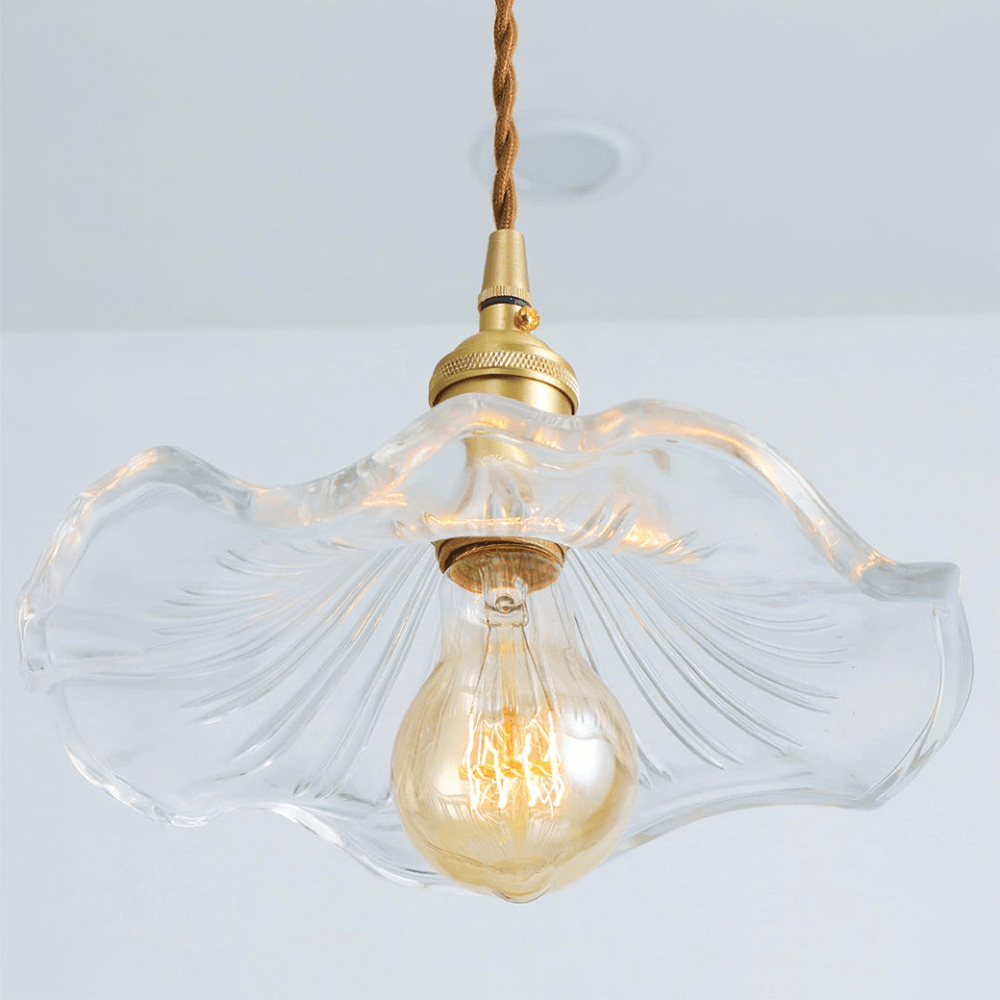 Elegante Glazen Hibiscusbloem Hanglamp met Stijlvol Design