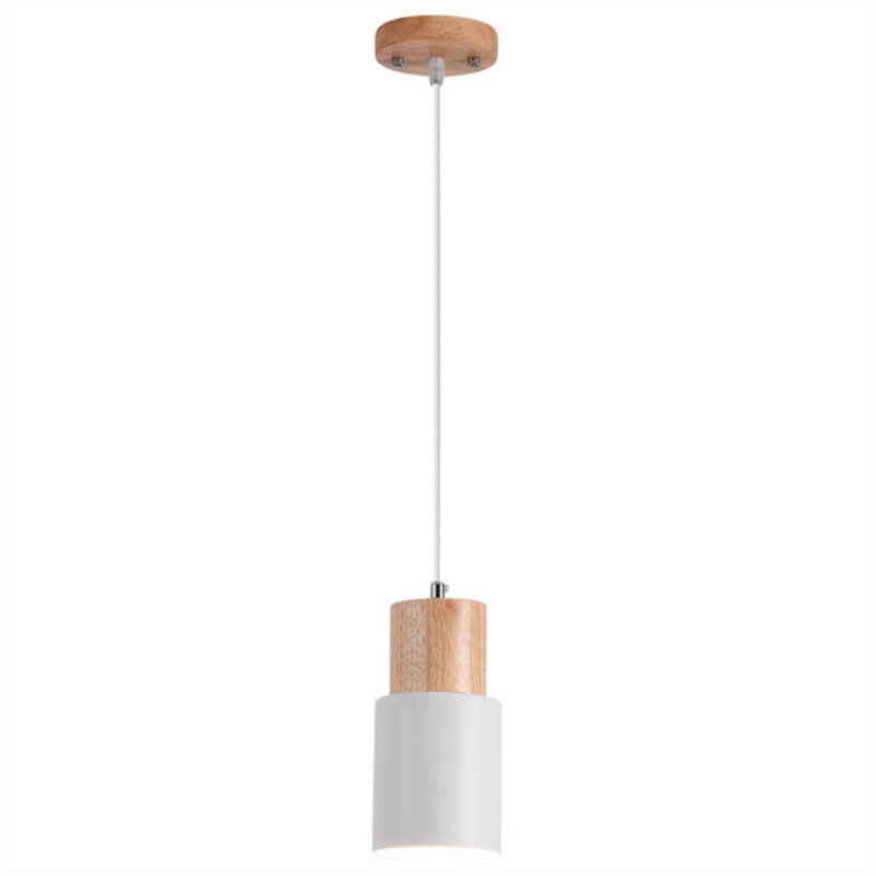 Moderne Hanglamp van Metaal en Hout met Kleurrijk Design