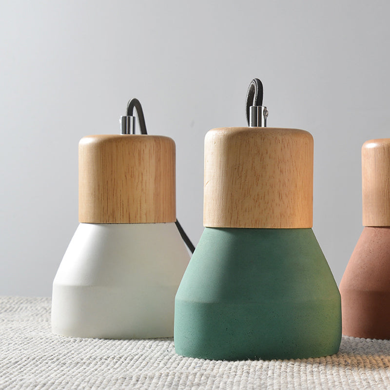 Moderne Hanglamp van Cement & Hout met Industrieel Design