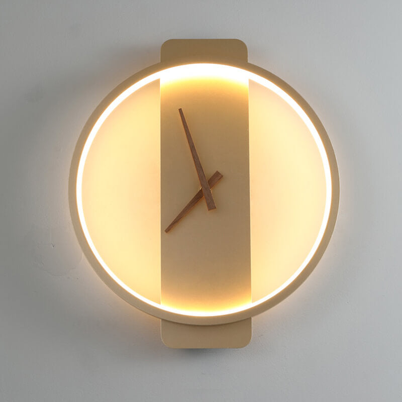 Modern Wall Lamp with Clock Design – Acrylic & Metal – Gold/Black – 18W LED
