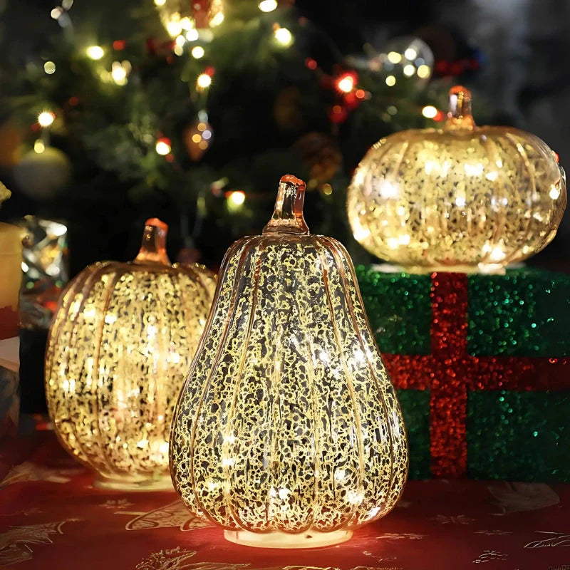 Handgeblazen Glazen Herfsverlichting– Met Timer en Warm Wit Licht