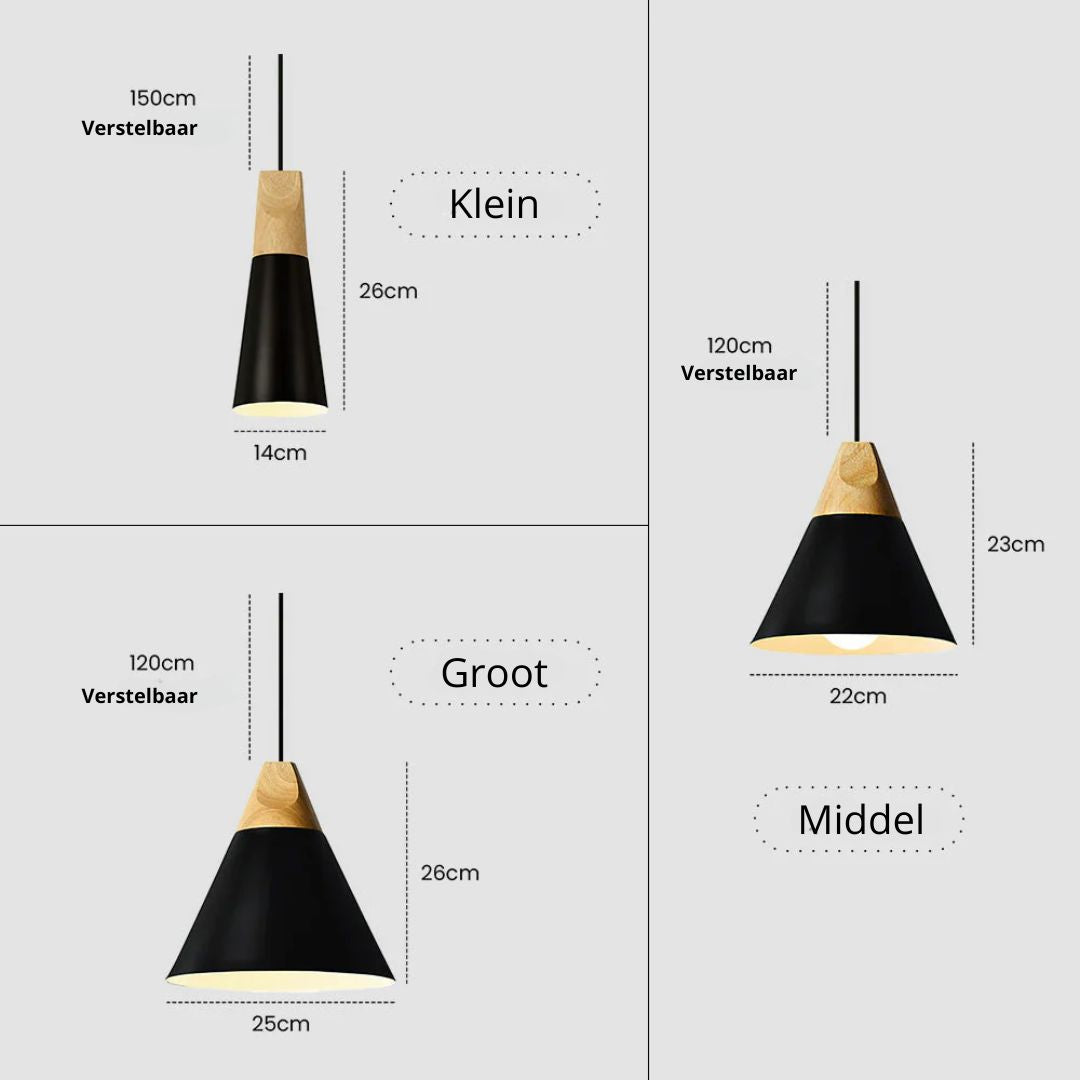 Ovia – Scandinavische Hanglamp van Hout & Aluminium