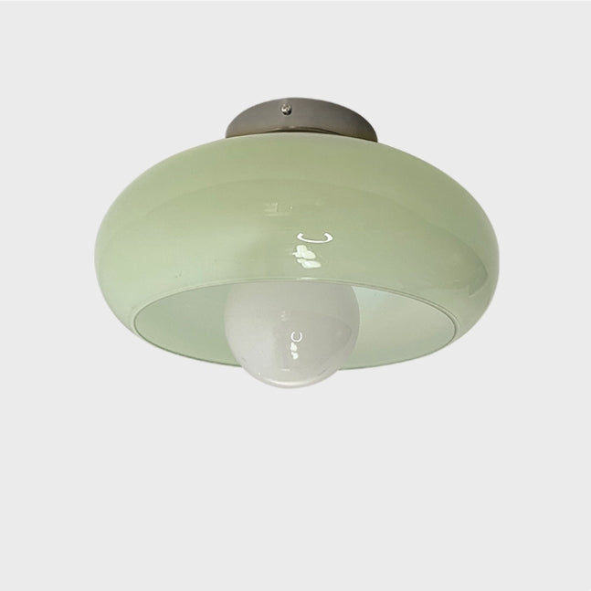 Elegante Mid-Century Glazen Semi-Flush Plafondlamp