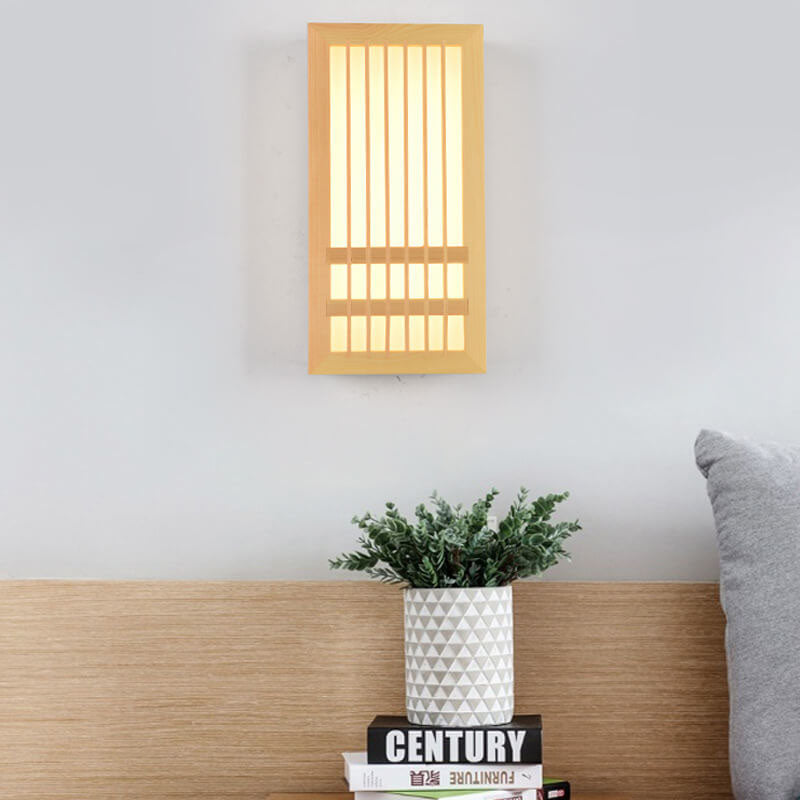 Moderne Houten LED Wandlamp met Beige en Acryl Accenten