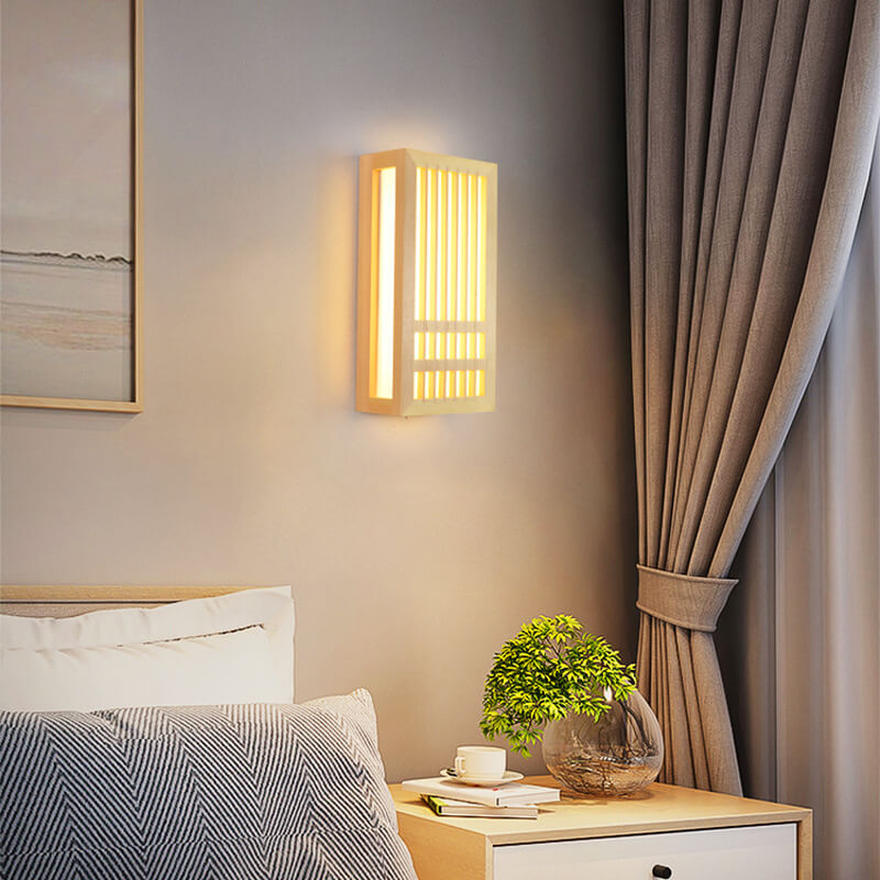 Moderne Houten LED Wandlamp met Beige en Acryl Accenten