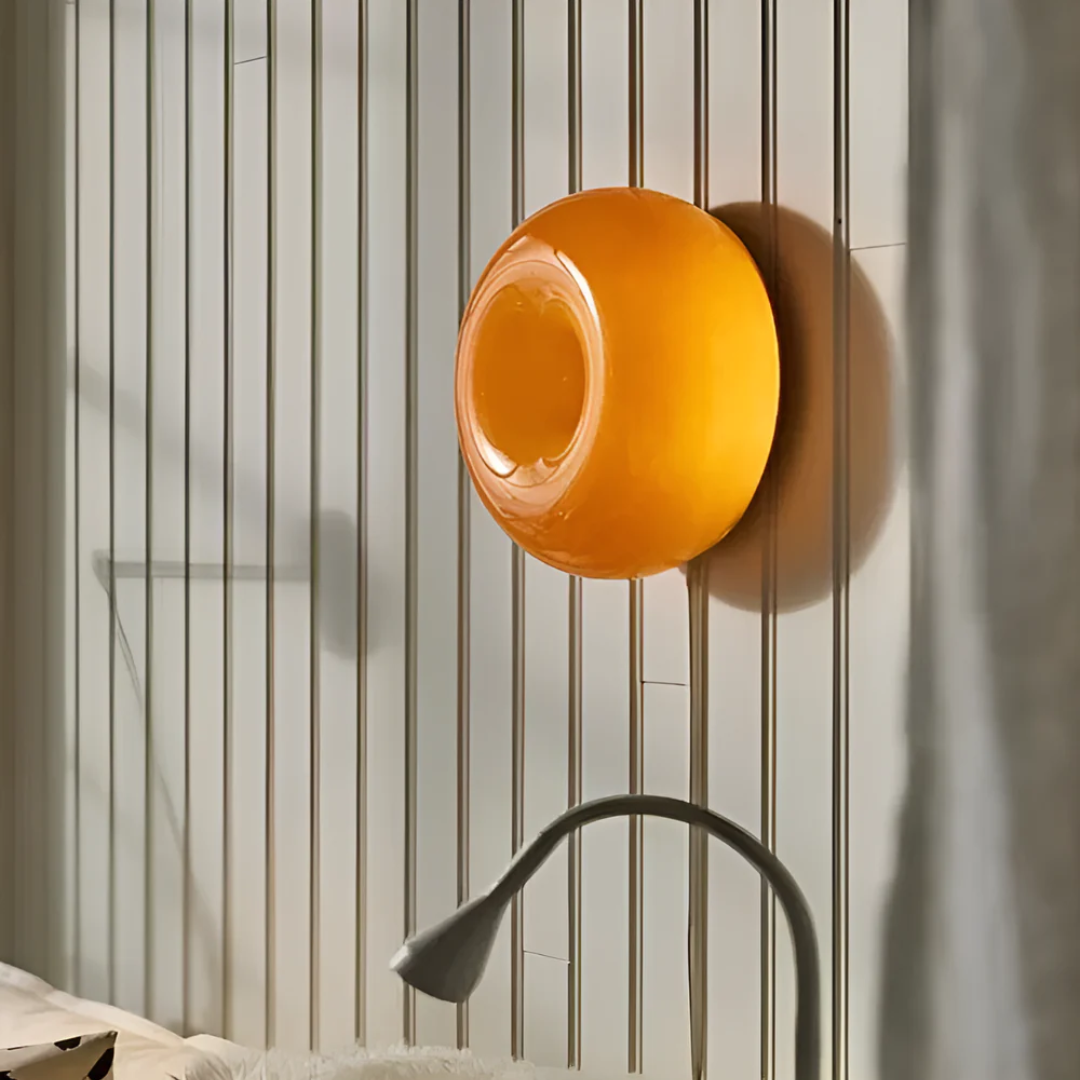 Valo - Unieke Glazen Wandlamp met Oranje Cirkel Design