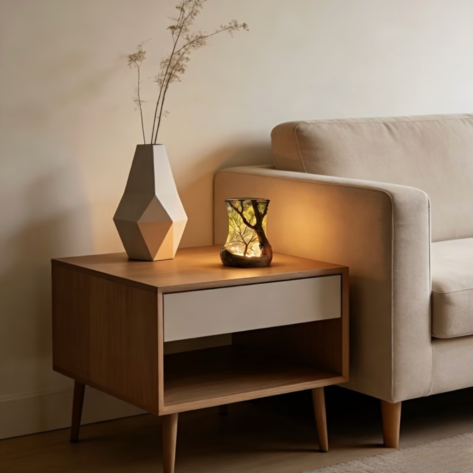 Decoratieve LED Tafellamp – Sfeerlamp met Boomtak Design