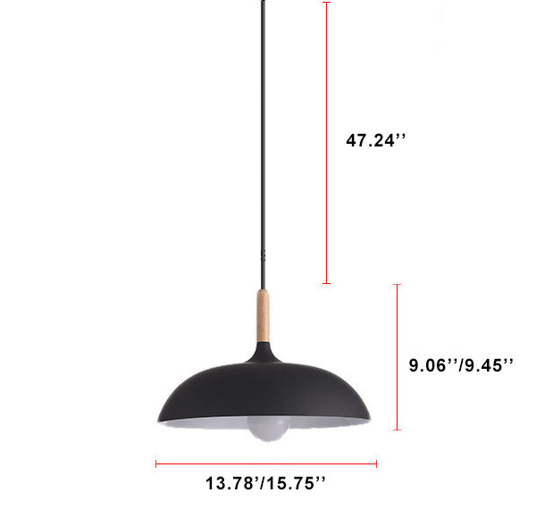 Kleurrijke Metalen Hanglamp met Houten Accent – Twee Maten