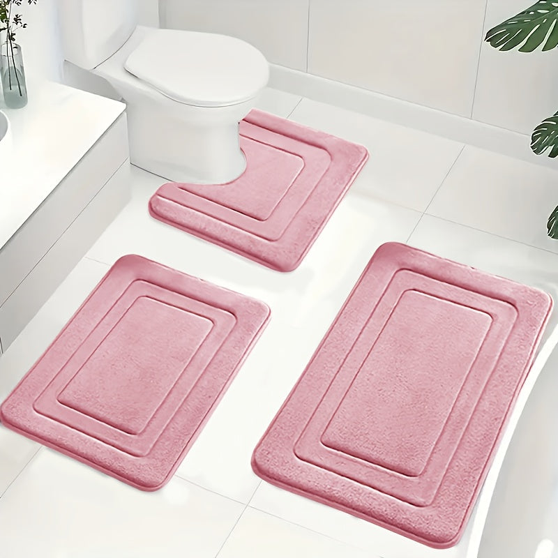 Luxe Memory Foam Badmat Set – Zachte, Absorberende & Antislip 3-Delige Set