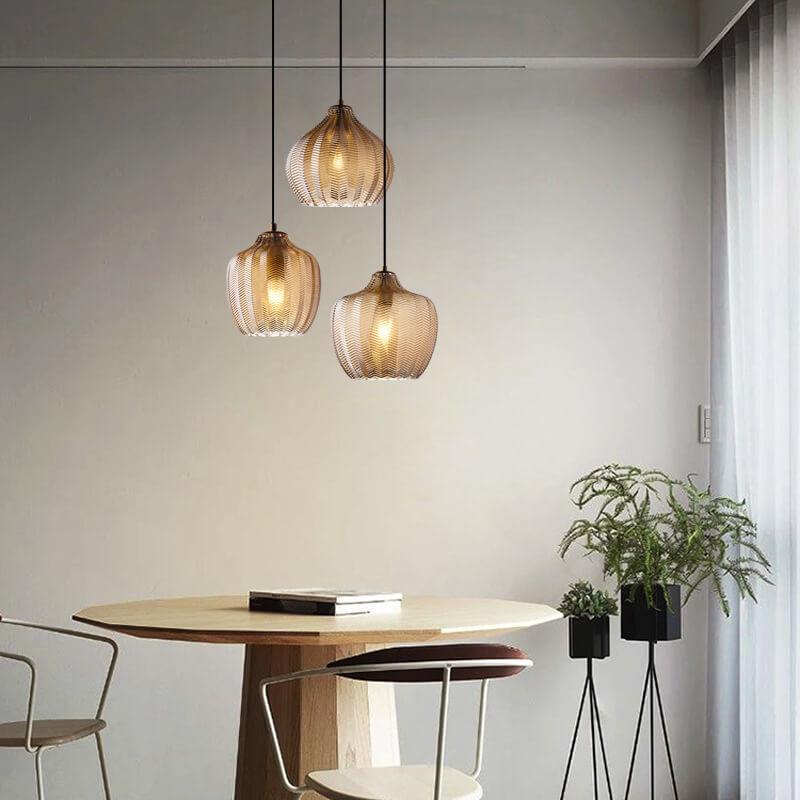 Moderne Glazen Hanglamp – Smoke Gray of Cognac, Verstelbare Hoogte