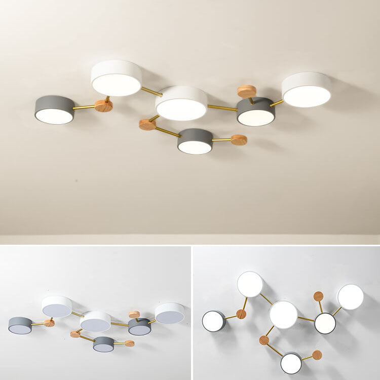 Modulaire Moderne LED Plafondlamp met Hout en Acryl in een Strak Design