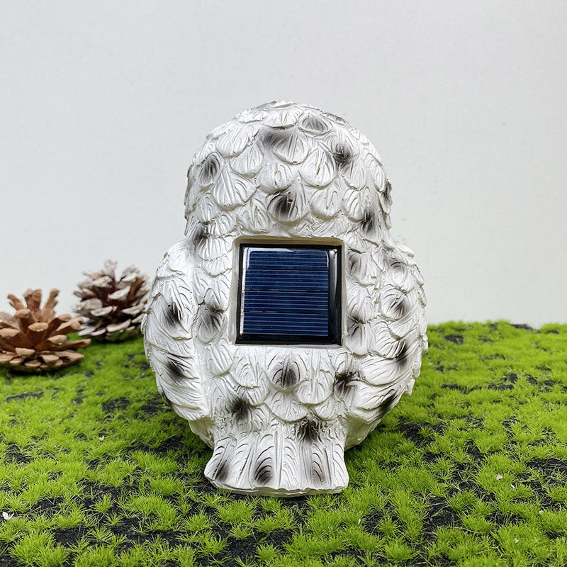 Decoratieve Uilen Solar Tuinlamp – Bruin/Wit – 1.2 V (1 LED)