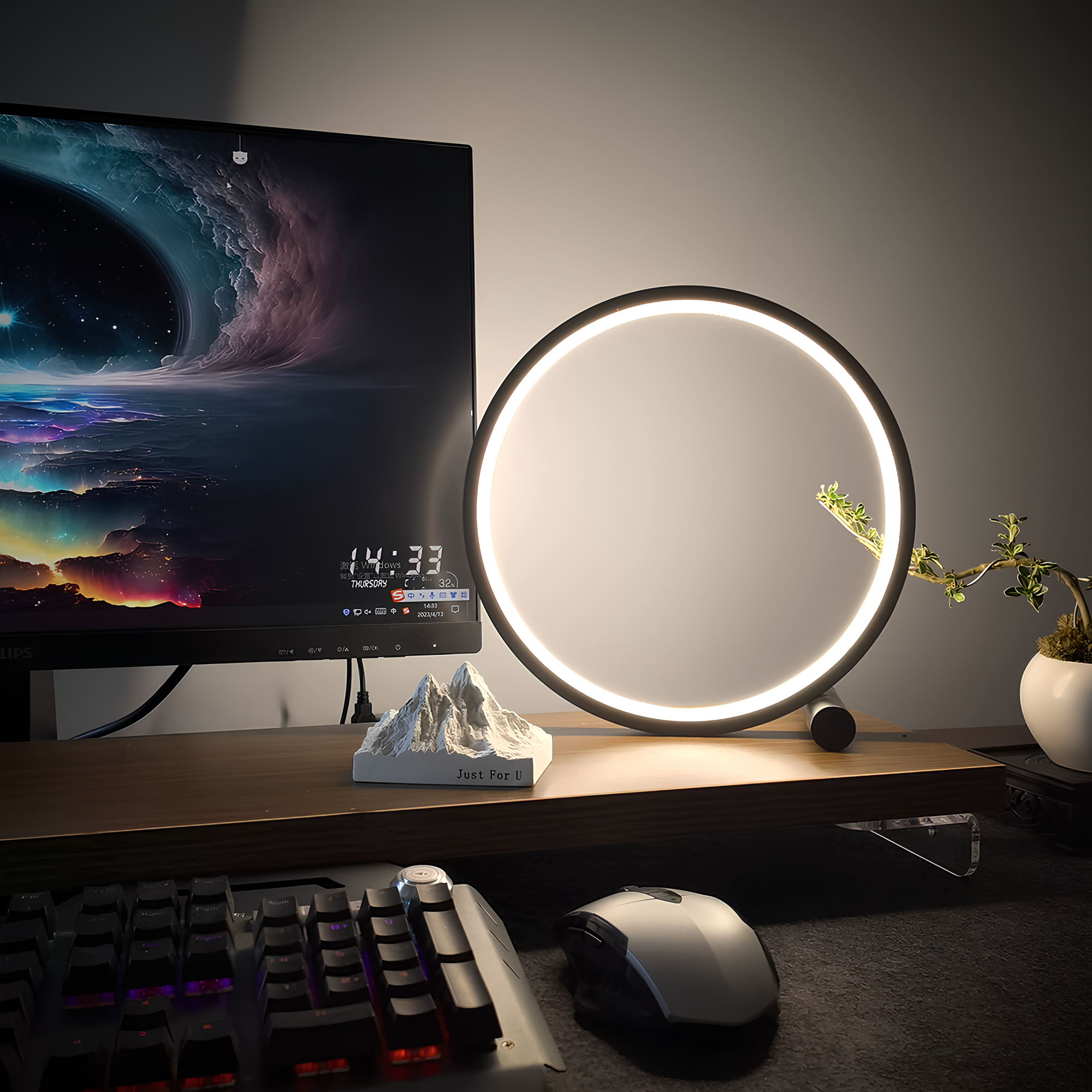 Cirkelvormige Nachtkastlamp met Minimalistisch & Scandinavisch Design