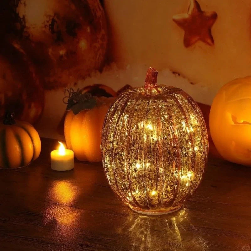 Handgeblazen Glazen Herfsverlichting– Met Timer en Warm Wit Licht