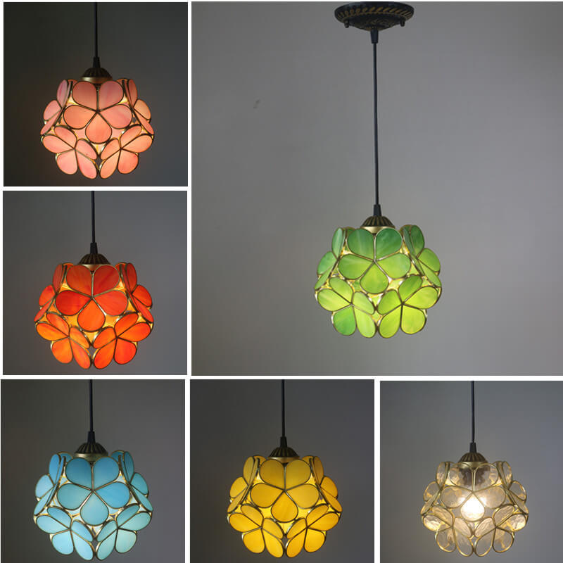 Vintage Glazen Hanglamp – Kleurrijk Handgemaakt Design