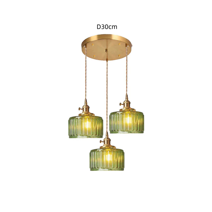 Vintage Cilindervormige Glazen Hanglamp met Traditioneel Design