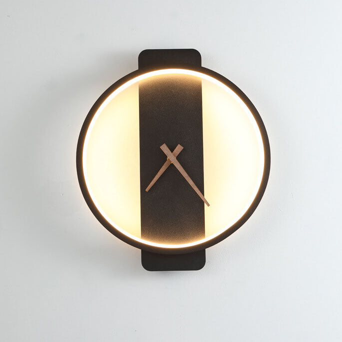 Modern Wall Lamp with Clock Design – Acrylic & Metal – Gold/Black – 18W LED