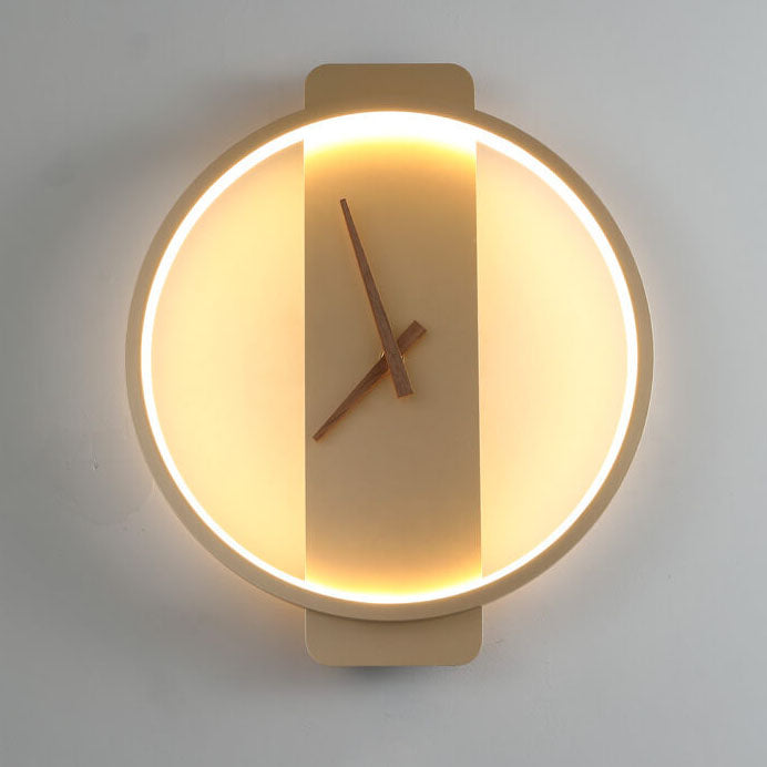 Modern Wall Lamp with Clock Design – Acrylic & Metal – Gold/Black – 18W LED