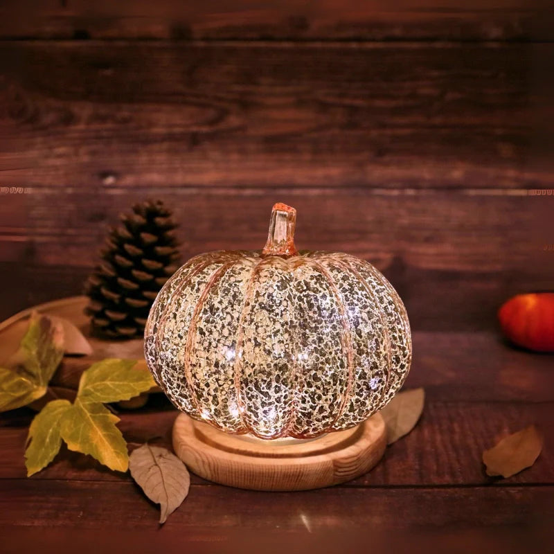 Handgeblazen Glazen Herfsverlichting– Met Timer en Warm Wit Licht