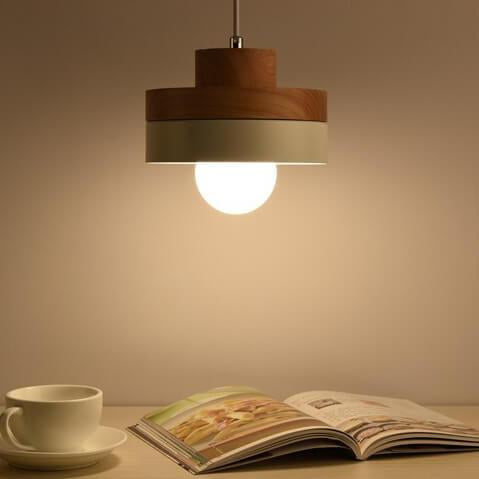 Moderne Hanglamp van Metaal en Hout – Zwart of Wit met Verstelbaar Snoer