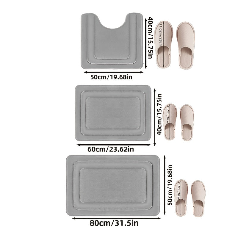 Luxe Memory Foam Badmat Set – Zachte, Absorberende & Antislip 3-Delige Set