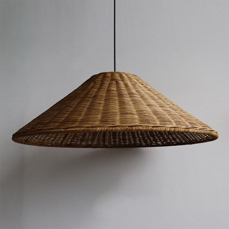 Retro Handgeweven Kegelvormige Rattan Hanglamp